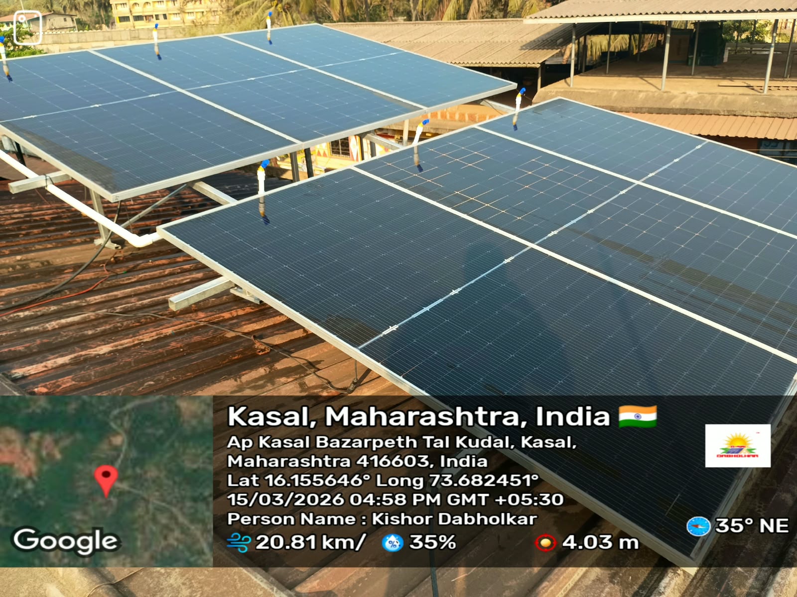 Solar installation in Malvan, Sindhudurg